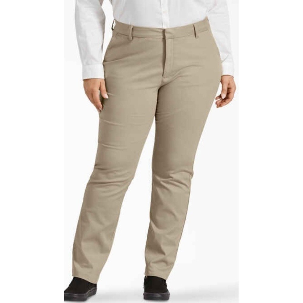 Dickies Relaxed Fit Stretch Twill Pants Mid Rise Straight Leg Khaki 18P NWT